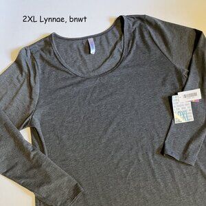 2XL Lularoe Lynnae long-sleeve top, charcoal grey